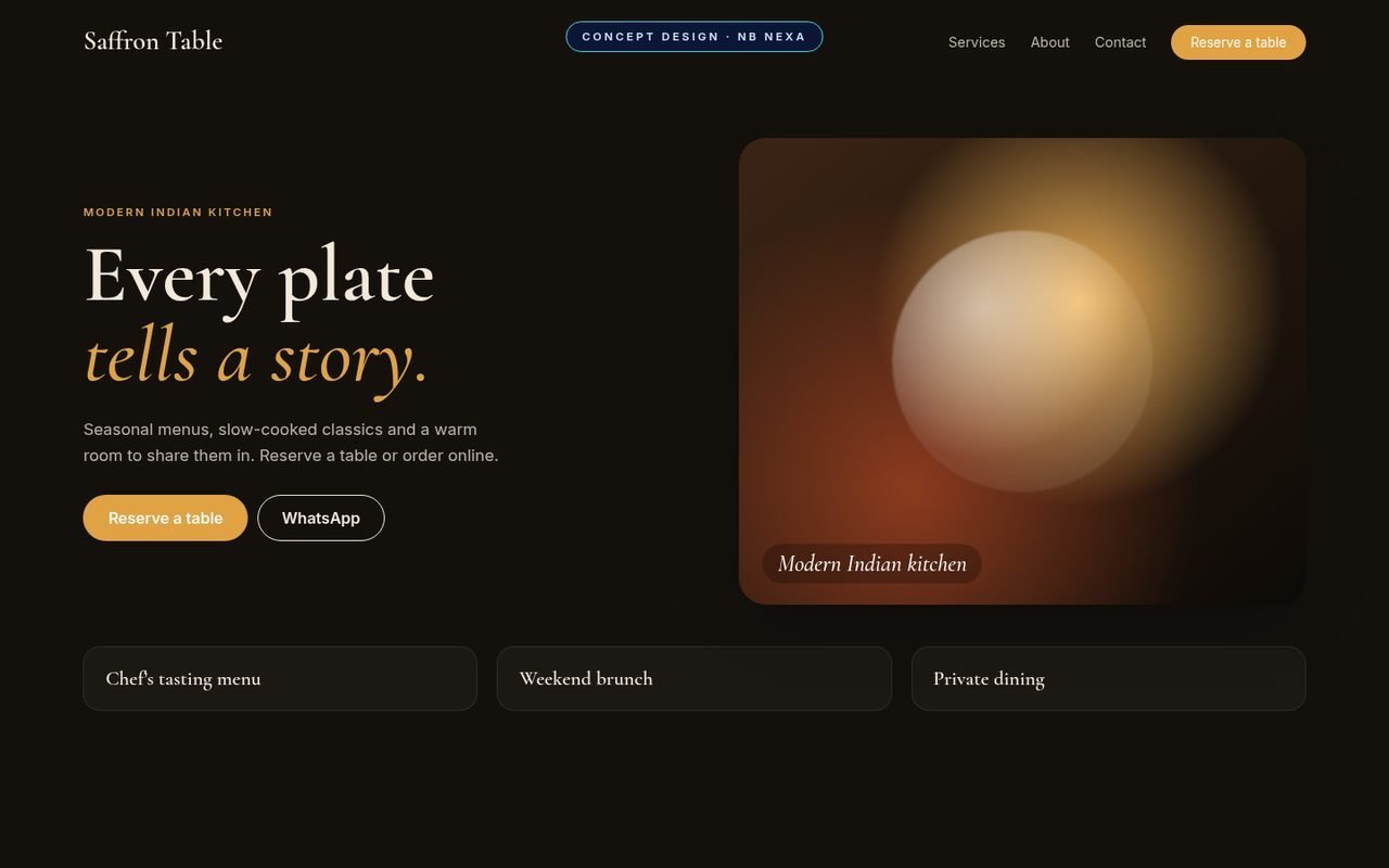 Concept website for a restaurant